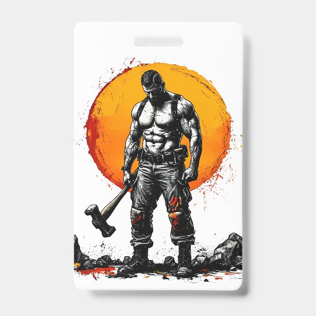 warrior barbarian medieval fantasy hummer Badge (Front)