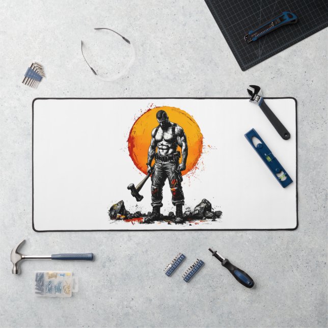 warrior barbarian medieval fantasy hummer Desk Mat (Workstation)