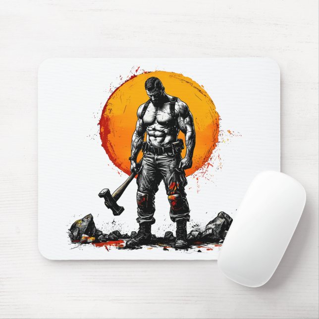 warrior barbarian medieval fantasy hummer Mousepad (With Mouse)