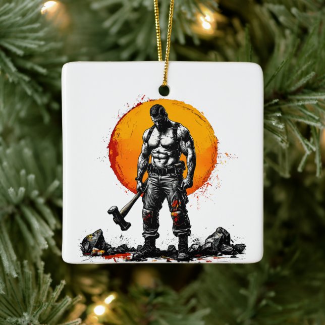 warrior barbarian medieval fantasy hummer Ornament (Tree)