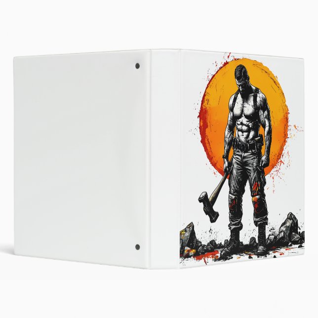 warrior barbarian medieval fantasy hummer strength 3 ring binder (Background)