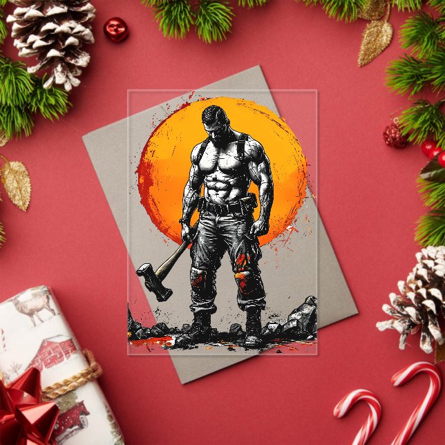 warrior barbarian medieval fantasy hummer strength acrylic invitations (Insitu (Holiday))