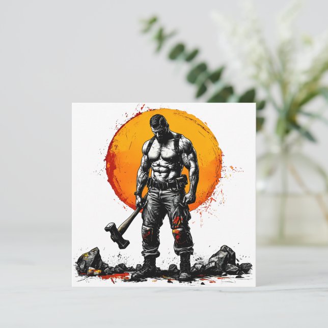 warrior barbarian medieval fantasy hummer strength card (Standing Front)