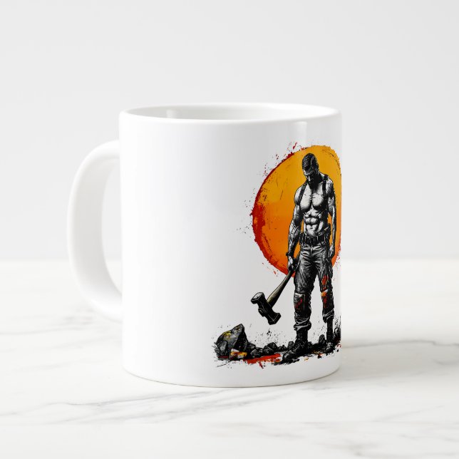warrior barbarian medieval fantasy hummer strength giant coffee mug (Front Left)