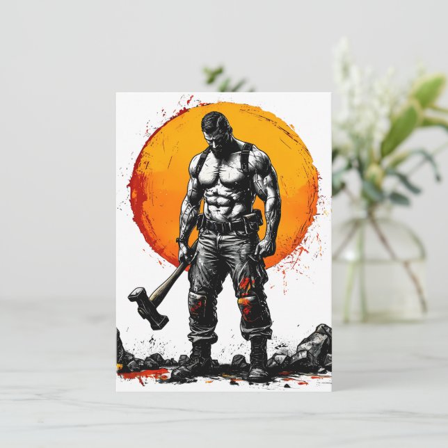 warrior barbarian medieval fantasy hummer strength invitation (Standing Front)