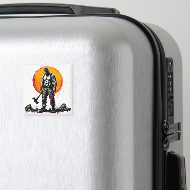 warrior barbarian medieval fantasy hummer strength magnet (In Situ (Luggage))