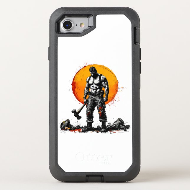 warrior barbarian medieval fantasy hummer strength otterbox iPhone case (Back)