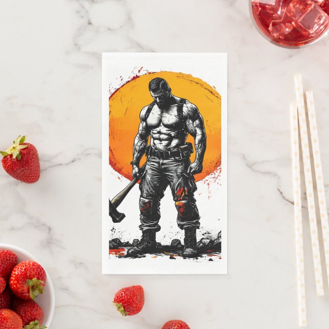 warrior barbarian medieval fantasy hummer strength paper guest towels (Insitu)