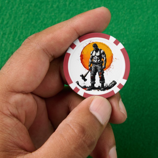 warrior barbarian medieval fantasy hummer strength poker chips (Hand)