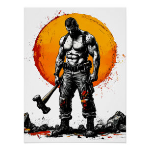 warrior barbarian medieval fantasy hummer strength poster