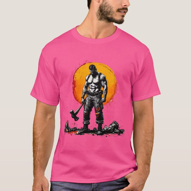 warrior barbarian medieval fantasy hummer strength T-Shirt (Front)
