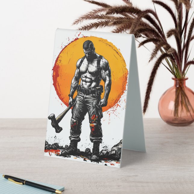 warrior barbarian medieval fantasy hummer strength table tent (In SItu (Table))