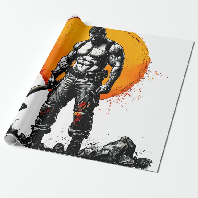 warrior barbarian medieval fantasy hummer strength wrapping paper (Unrolled)