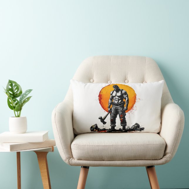 warrior barbarian medieval fantasy humThrow Pillow (Chair)