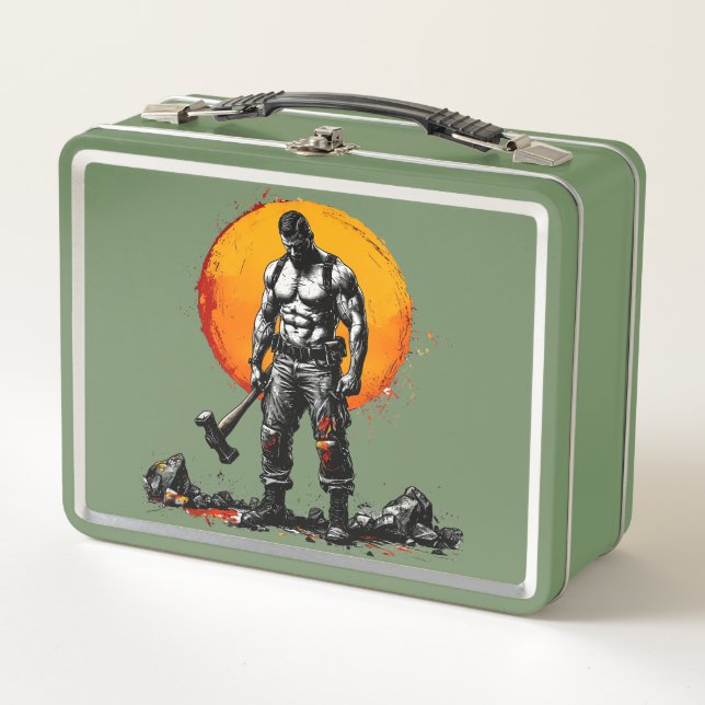 warrior barbarian medieval fantasy Metal Lunchbox (Front)