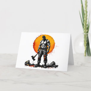warrior barbarian medieval Folded Thank You Card