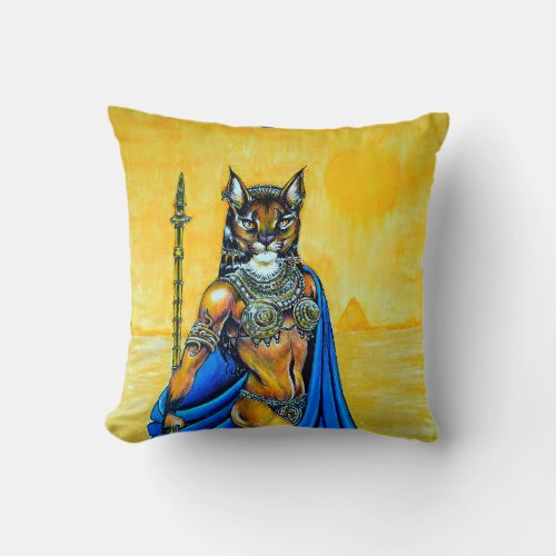 Warrior Bast Art of Rebecca ODonnell  Throw Pillow