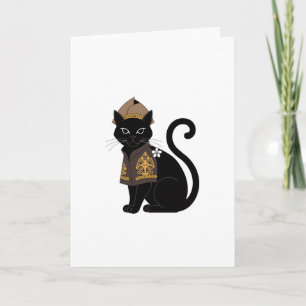 Warrior Black Cat Greeting Card