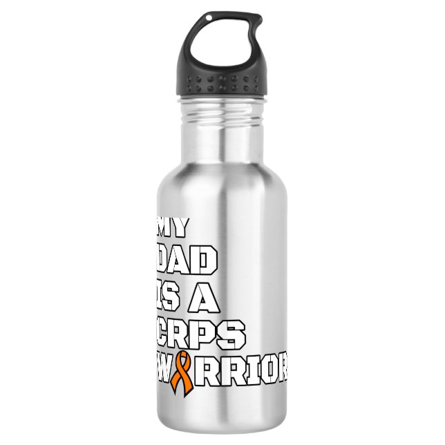 Warrior/Block/Dad...CRPS Stainless Steel Water Bottle (Front)