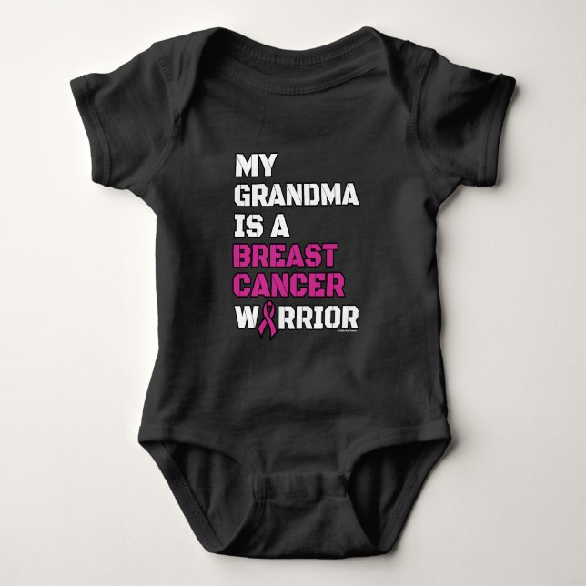 Warrior/Block/Grandma...Breast Cancer Baby Bodysuit (Front)