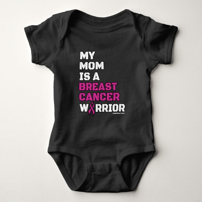Warrior/Block/Mom...Breast Cancer Baby Bodysuit (Front)