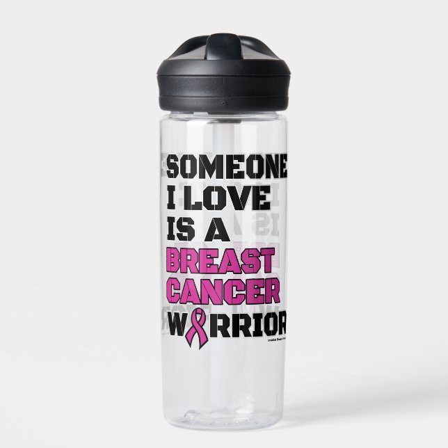 Warrior/Block/Someone I Love...Breast Cancer Water Bottle (Front)