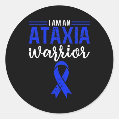 Warrior Blue Ribbon Impaired Coordination Awarenes Classic Round Sticker