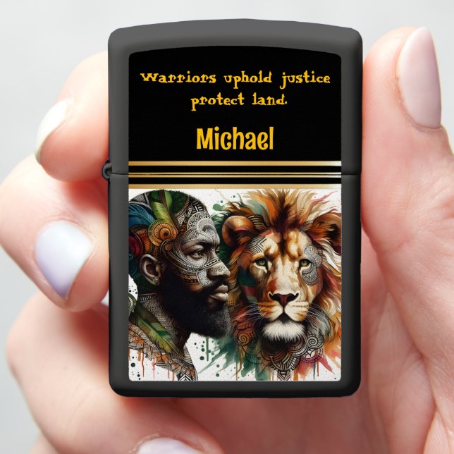 Warrior bonds with lion spirit zippo lighter (In Hand)