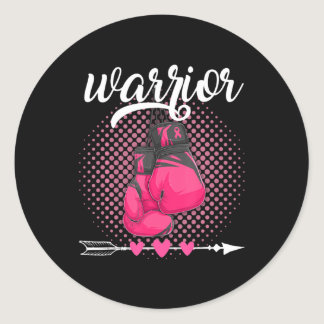 Warrior Boxing Breast Cancer Awareness Month Pink  Classic Round Sticker