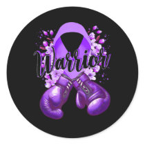 Warrior Boxing Gloves Purple Ribbon Lupus Awarenes Classic Round Sticker