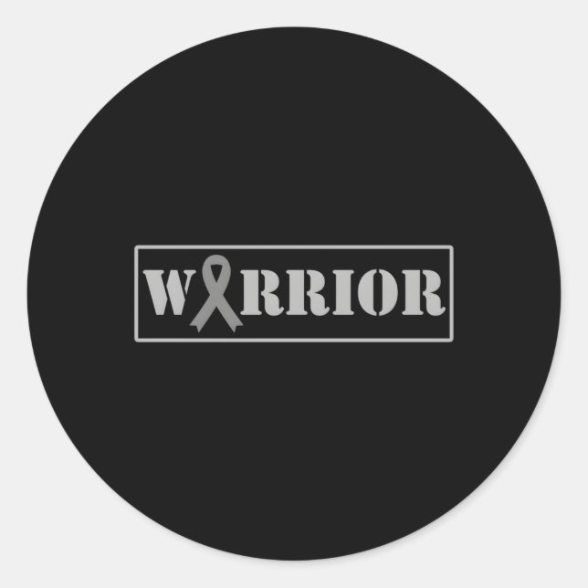 Warrior Brain Tumor Awareness Brain Cancer Month Classic Round Sticker (Front)