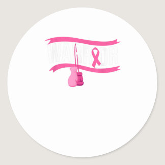 Warrior Breast Cancer Awareness Classic Round Sticker
