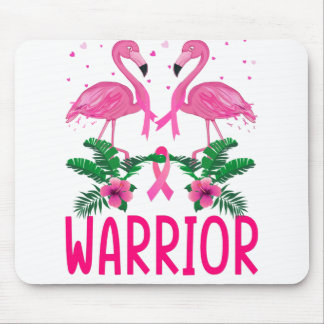 Warrior Breast Cancer Awareness Flamingo T-Shirt Mouse Pad