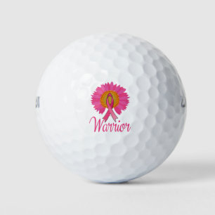 Warrior Breast Cancer Awareness Sunflower T-Shirt. Golf Balls