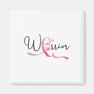 Warrior Breast Cancer Month Butterflies Pink Ribbo Magnet