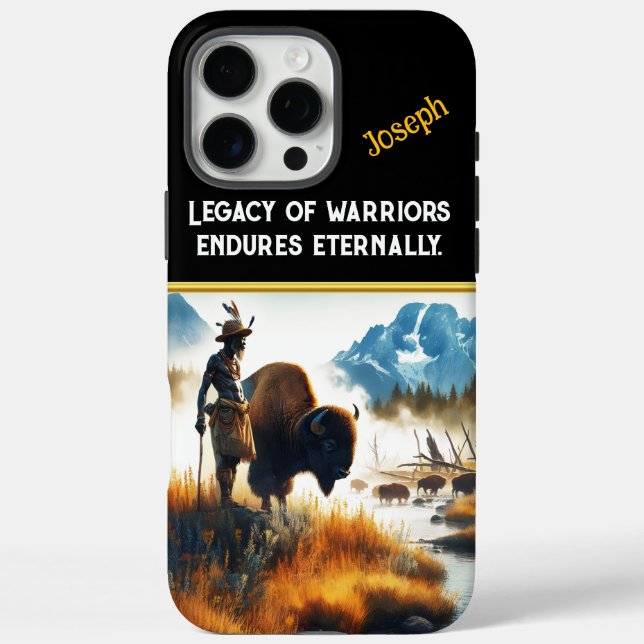 Warrior by river with bison Case-Mate iPhone case (Back)