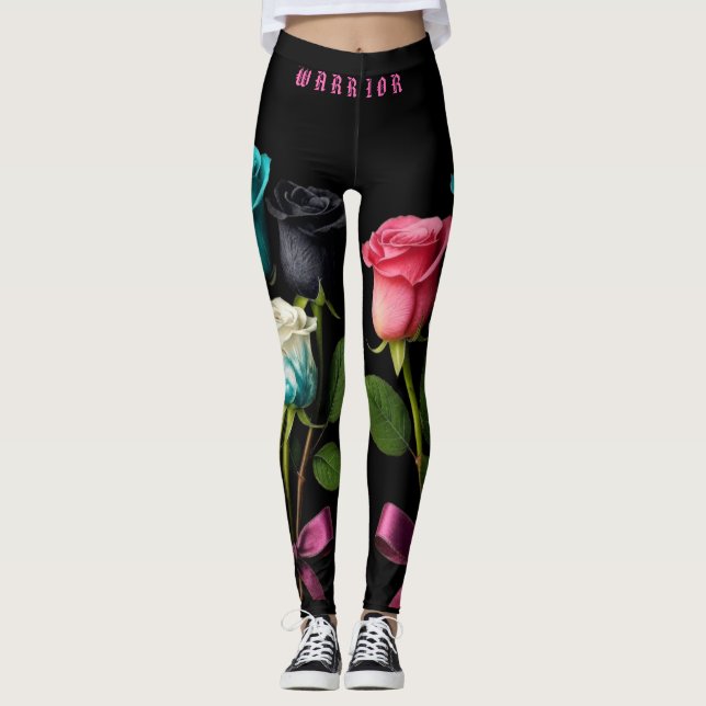 Warrior Cancer Awareness Leggings style 3 (Front)