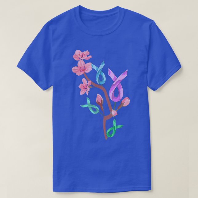 Warrior Cancer Fighter Ribbon Sakura Cancer Awaren T-Shirt (Design Front)