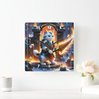 Warrior Cat in Flame-Illuminated Fortress