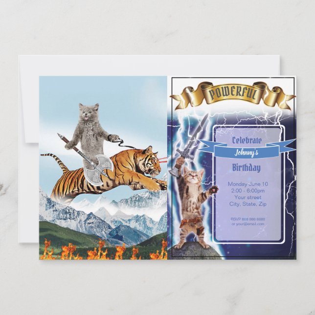 Warrior cat Riding A Tiger Invitation (Front)