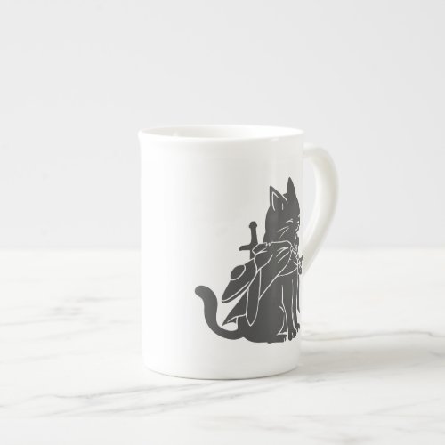 Warrior cat silhouette _ Choose background color Bone China Mug