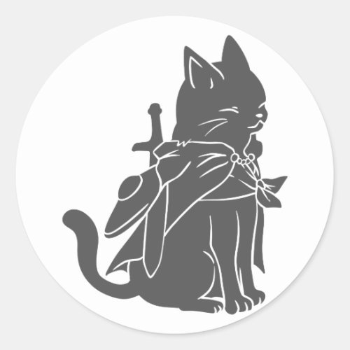 Warrior cat silhouette _ Choose background color Classic Round Sticker