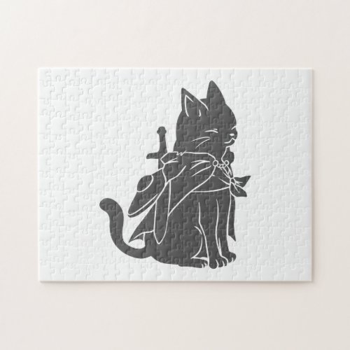 Warrior cat silhouette _ Choose background color Jigsaw Puzzle