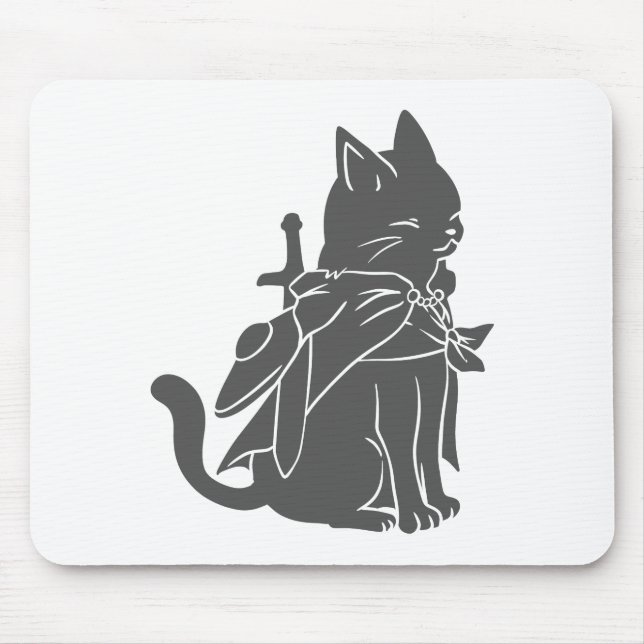 Warrior cat silhouette - Choose background color Mouse Pad (Front)