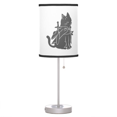 Warrior cat silhouette _ Choose background color Table Lamp