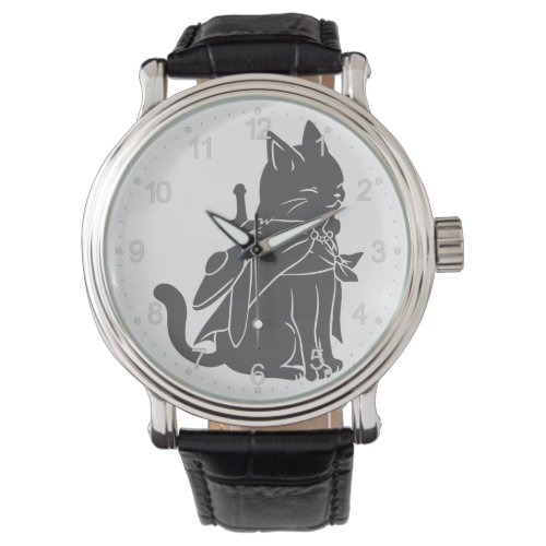 Warrior cat silhouette _ Choose background color Watch