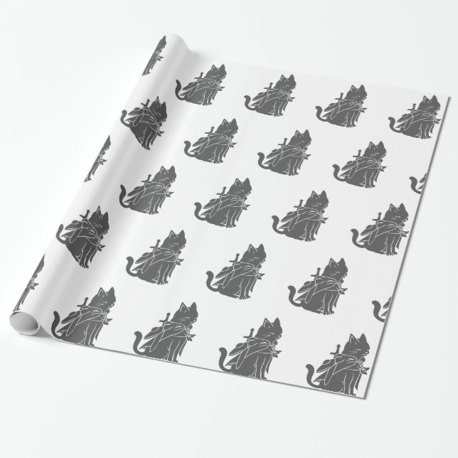 Warrior cat silhouette - Choose background color Wrapping Paper (Unrolled)