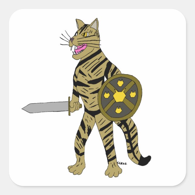 Warrior Cat  Square Sticker (Front)