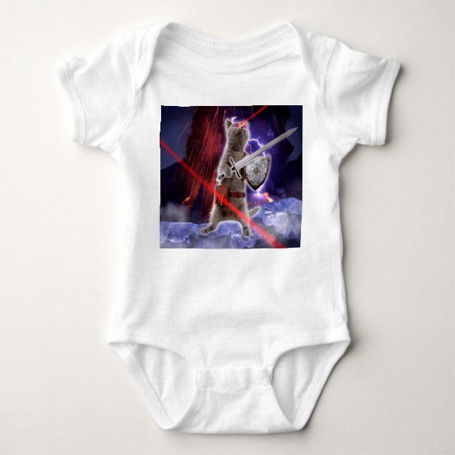 Warrior cat with lasers from eye baby bodysuit (Front)