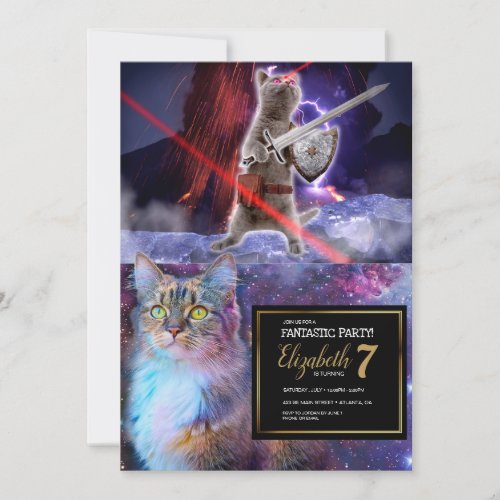 Warrior cat with lasers from eye invitation